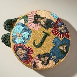 Anthropologie Monogram Beaded Purse - Letter J